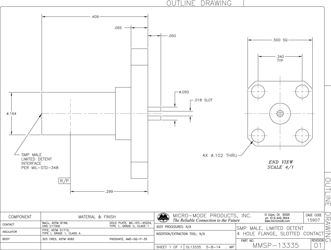 OL13335-MMSP-LD-4 HOLE FLANGE-SLOTTED CONTACT-REV01