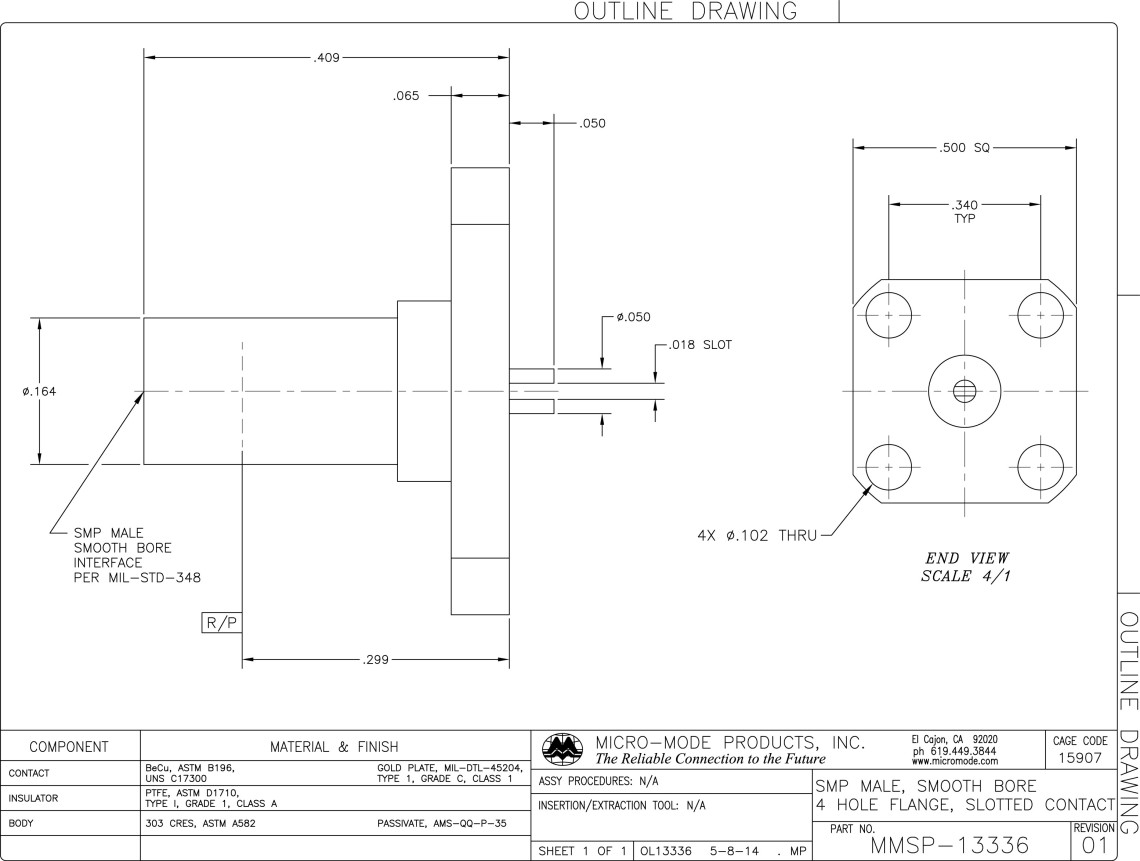 OL13336-MMSP-SB-4 HOLE FLANGE-SLOTTED CONTACT-REV01