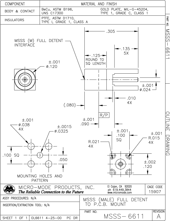 OL6611-MSSS-FD-PCB MOUNT-REVA