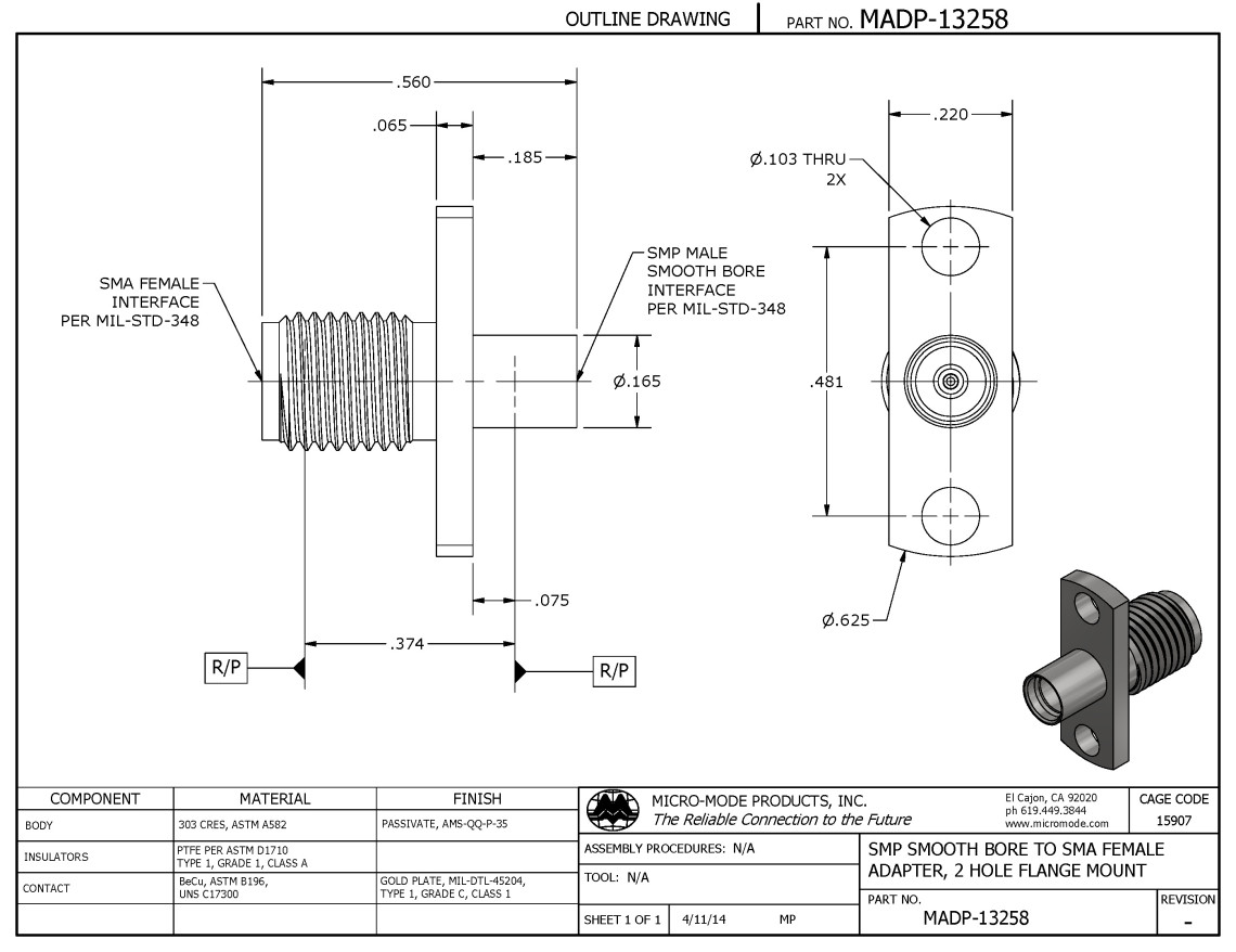 OL13258-MADP-MMSP SB-MSMA F-2 HOLE FLANGE-REV-